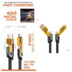 AccessIN 4-in-1 Flat Wire Cable Fast Charging Cable PD 27W-MAX – Type-C, USB-A to Lightning & Type-C | 65W/25W Supported Safe and Secure | 100% Genuine Quality. Warranty Covered by Accessory Bazar