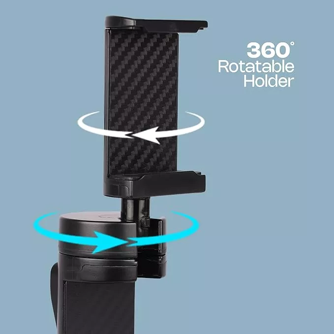 Zebronics Lightweight 360° Rotatable Mobile Holder, Upto 6.9 inches, Multi Angle Adjustment, Universal Clamp, Compact, Foldable, Compatible with Mobile (MS90, Black)