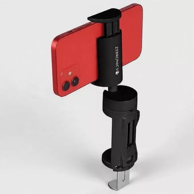 Zebronics Lightweight 360° Rotatable Mobile Holder, Upto 6.9 inches, Multi Angle Adjustment, Universal Clamp, Compact, Foldable, Compatible with Mobile (MS90, Black)