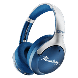 Goboult Mustang Q 70Hrs Battery, ENC Mic, 40mm Drivers, 4EQ Modes, 5.4v Bluetooth & Wired Headset (Blue, On the Ear)