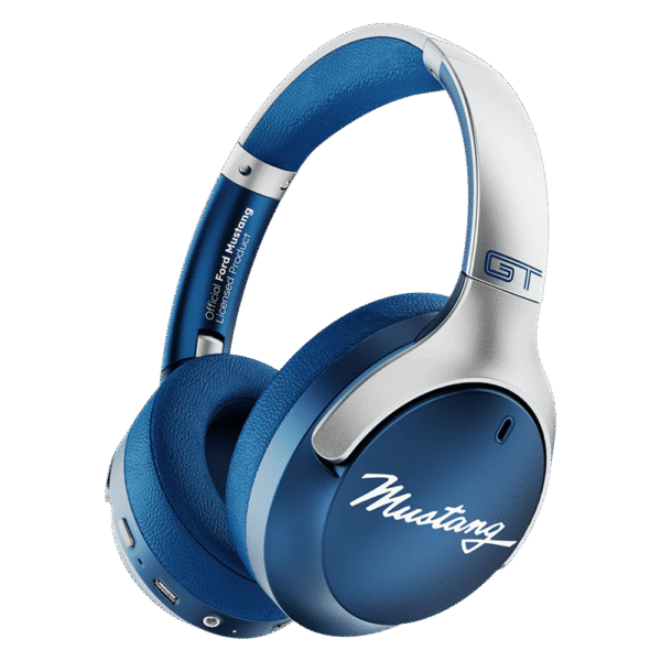 Goboult Mustang Q 70Hrs Battery, ENC Mic, 40mm Drivers, 4EQ Modes, 5.4v Bluetooth & Wired Headset (Blue, On the Ear)
