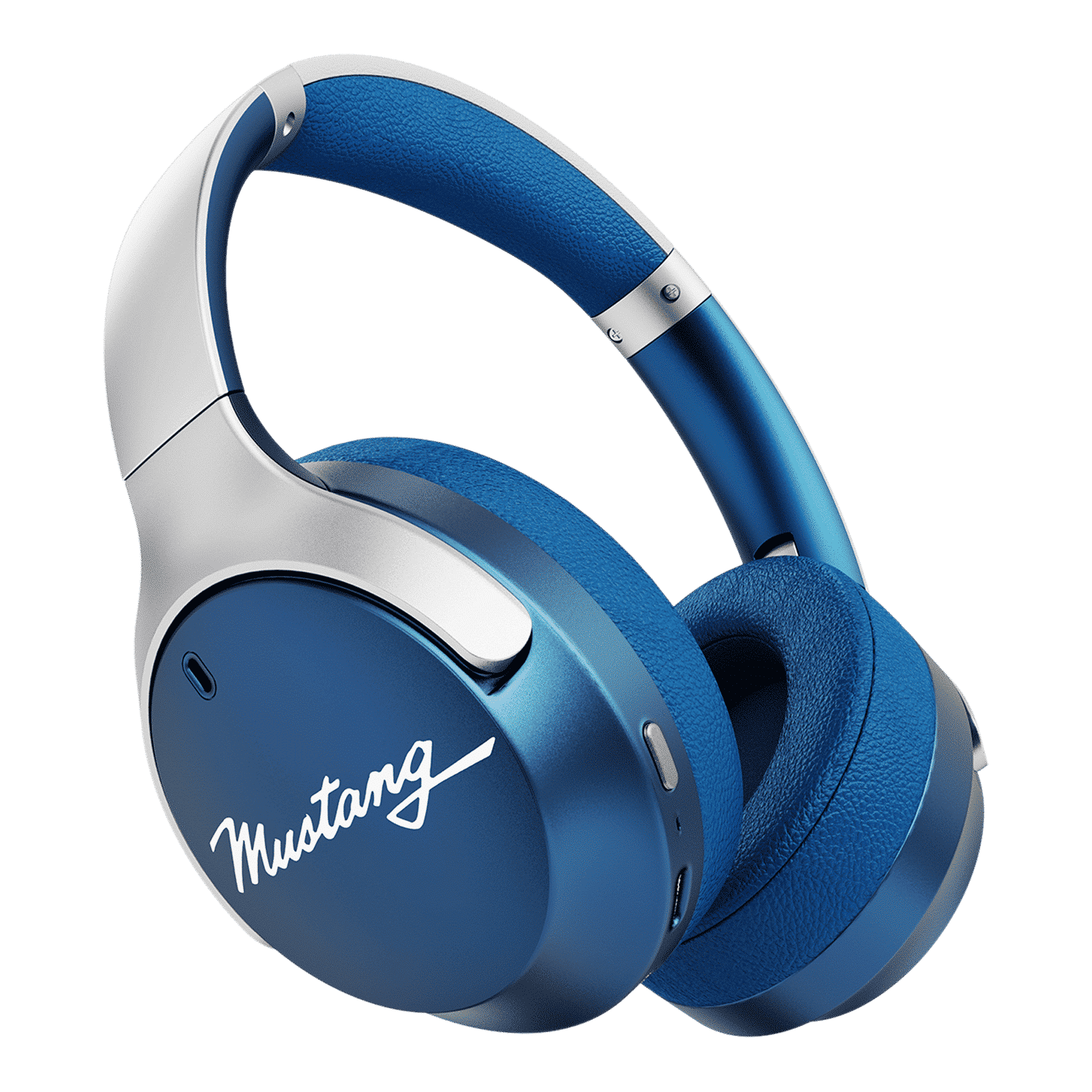 Goboult Mustang Q 70Hrs Battery, ENC Mic, 40mm Drivers, 4EQ Modes, 5.4v Bluetooth & Wired Headset (Blue, On the Ear)